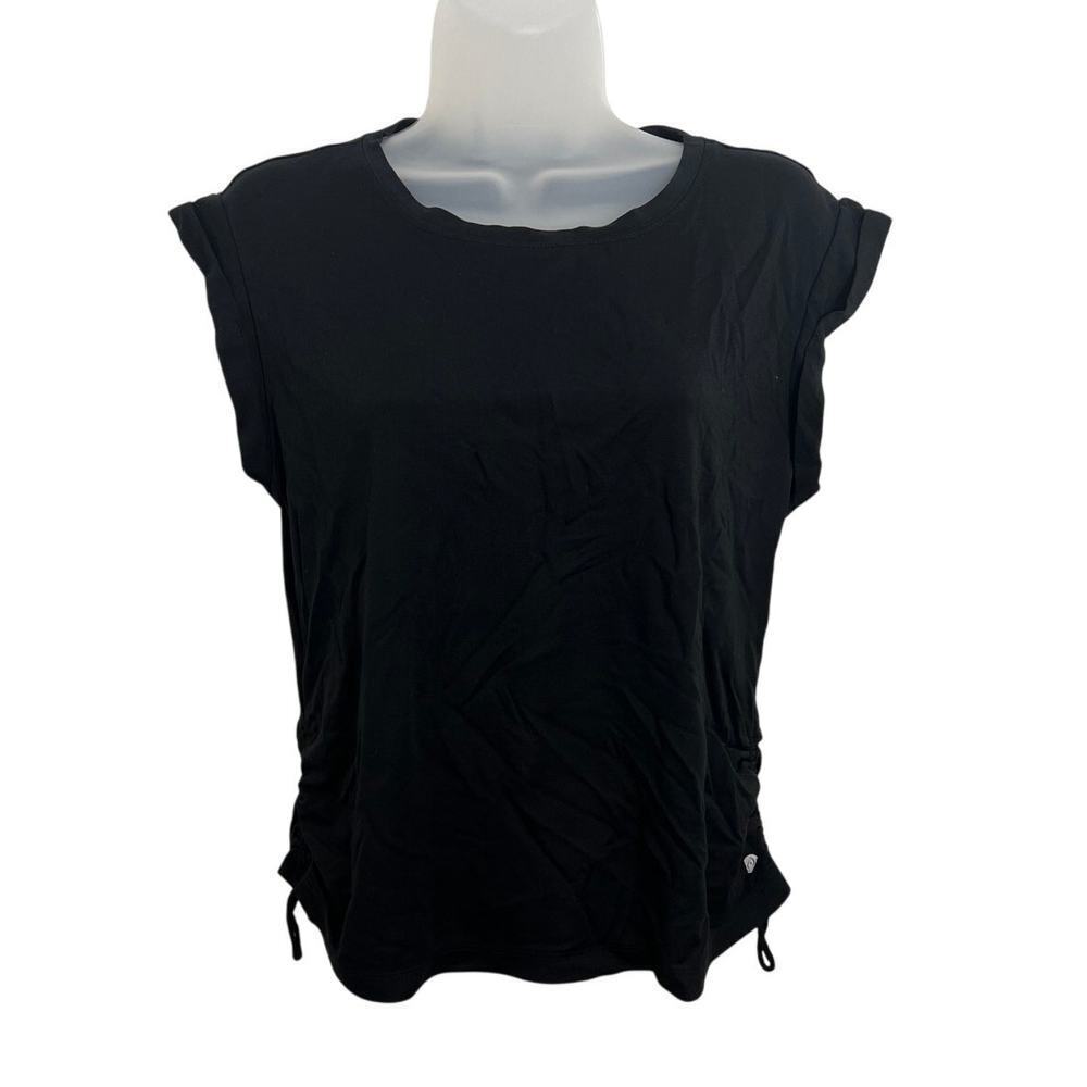 Apana Women's Medium Black Athletic Top Short Sleeve Crew Yoga Rayon